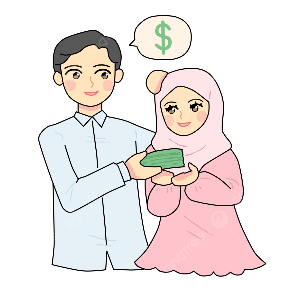 pngtree husband giving money to wife png image 8928663